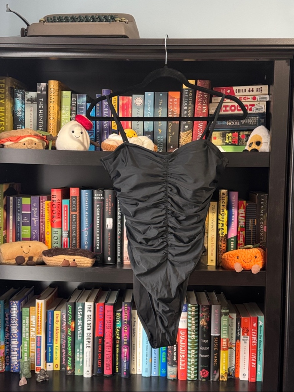 Black Ruched One-Piece Swimsuit / Bodysuit